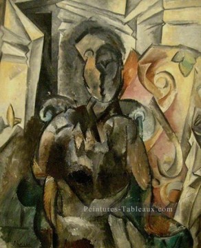  assis - Femme assise dans un fauteuil 3 1909 cubiste Pablo Picasso